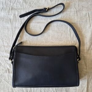 Vintage Black Leather Crossbody Bag